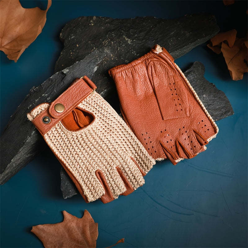 Gants sans doigts en cuir