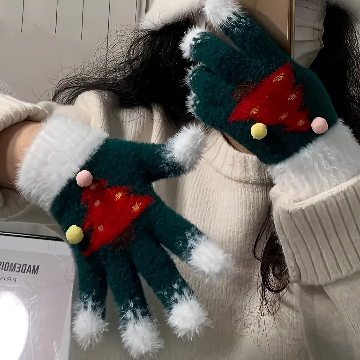 Gants en maille — lot de 2 paires, 4 coloris, jacquard