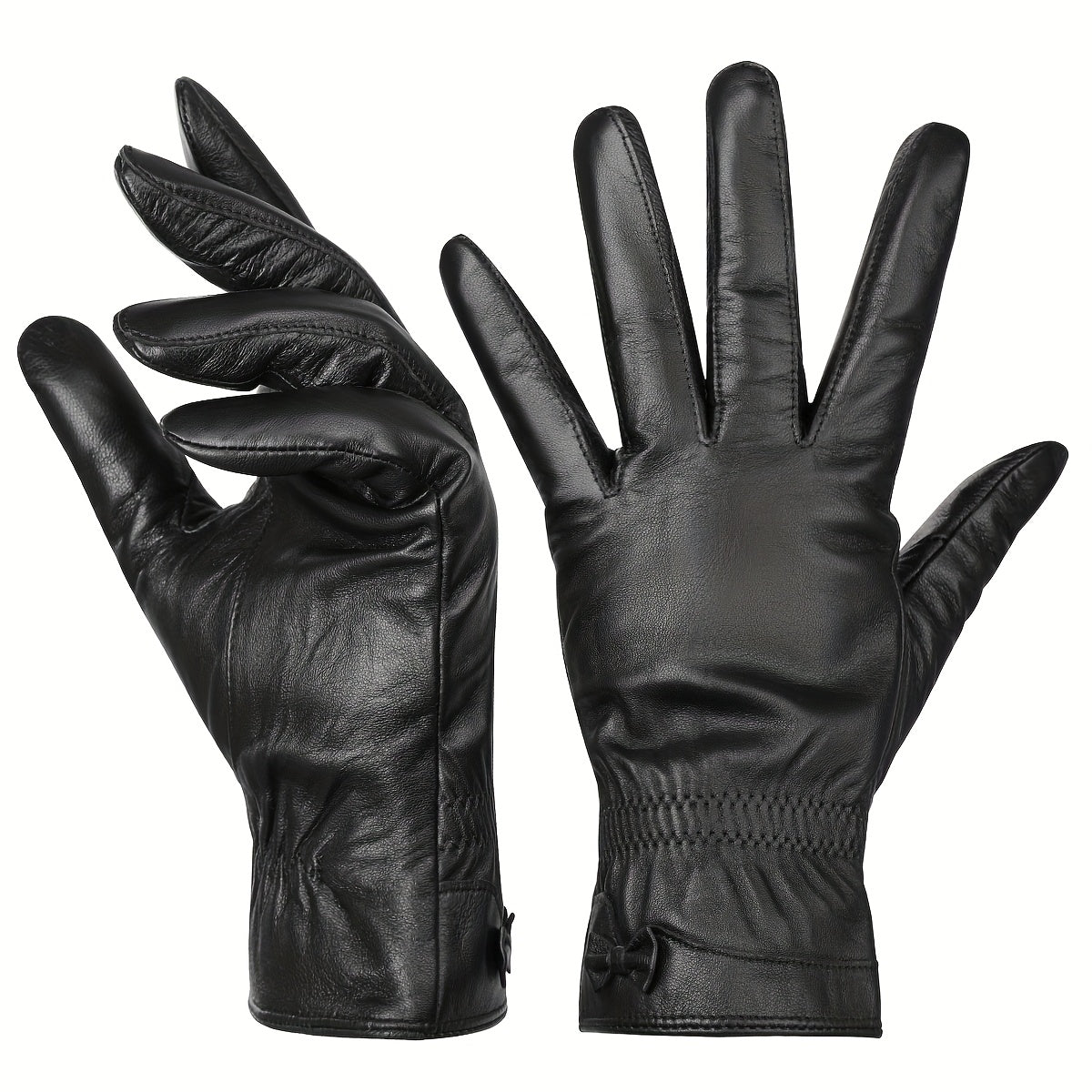 Gants tactiles à surpiqûres en cuir de mouton, du L au XXL