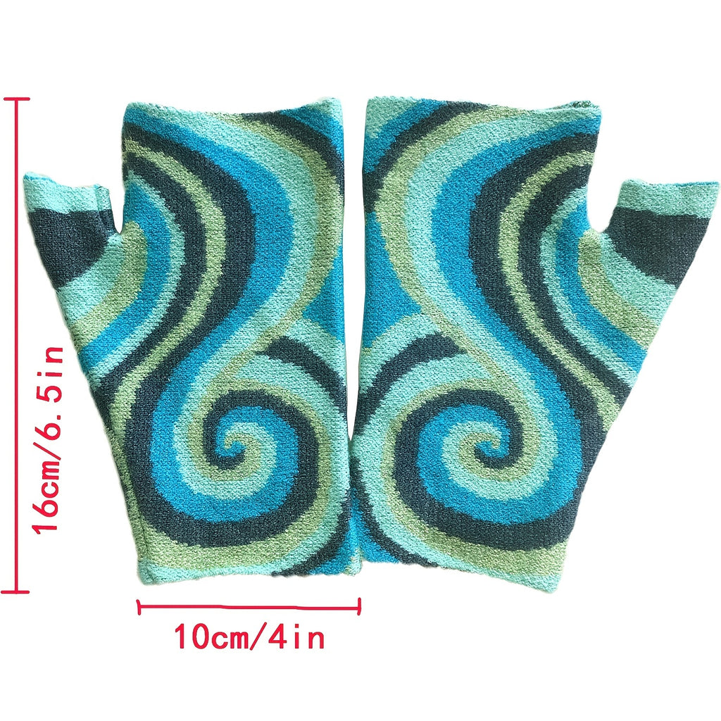 Gants sans doigts en maille, 6 coloris, jacquard