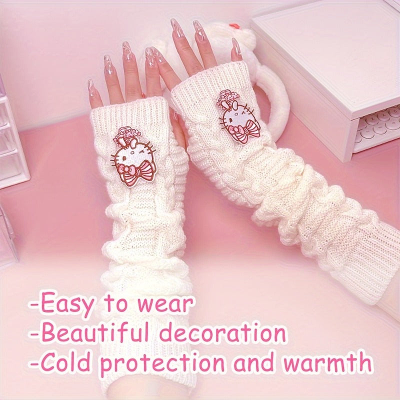 Gants en maille, blanc