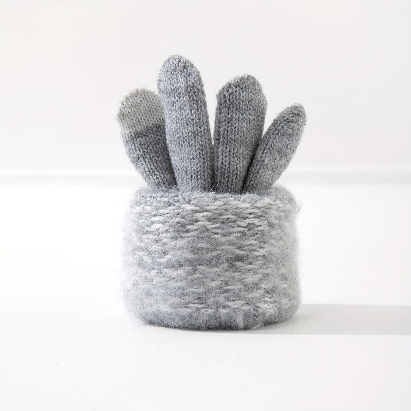 Gants tactiles à motif jacquard en maille