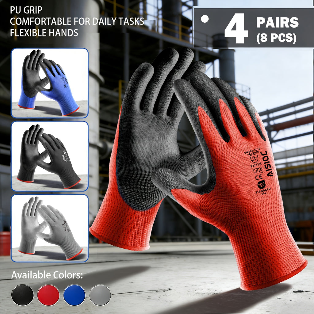 Gants de travail en maille enduite — lot de 8 paires