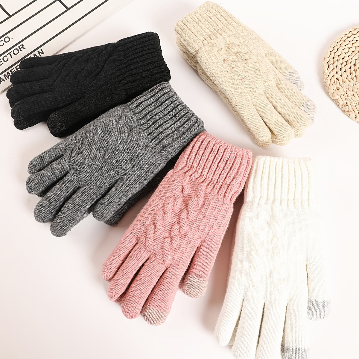 Gants tactiles doublés thermiques en maille