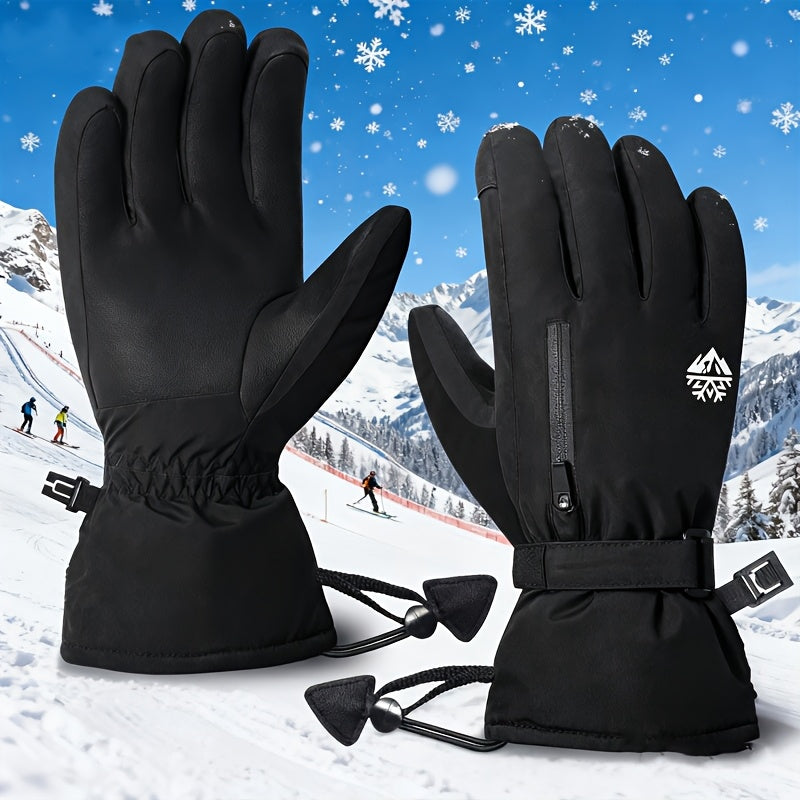 Gants de ski en simili cuir, noir