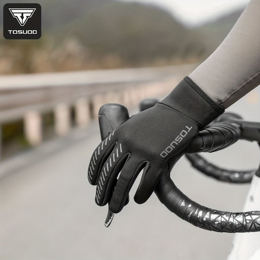 Gants de vélo en maille, noir, tactile