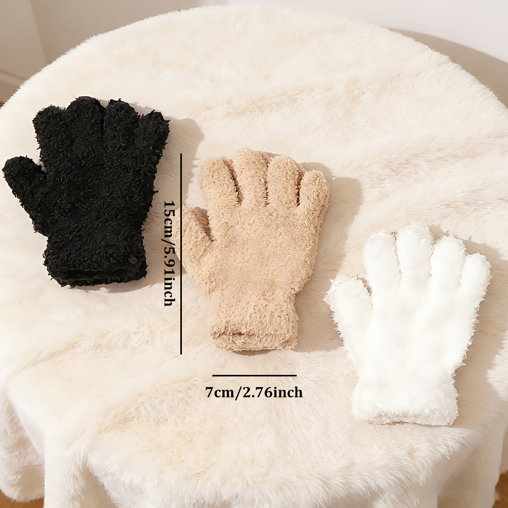 Gants à revers de fourrure en maille peluchée — lot de 3 paires