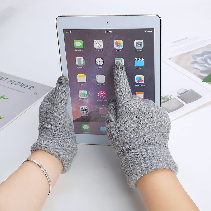 Gants tactiles en maille gaufrée, blanc