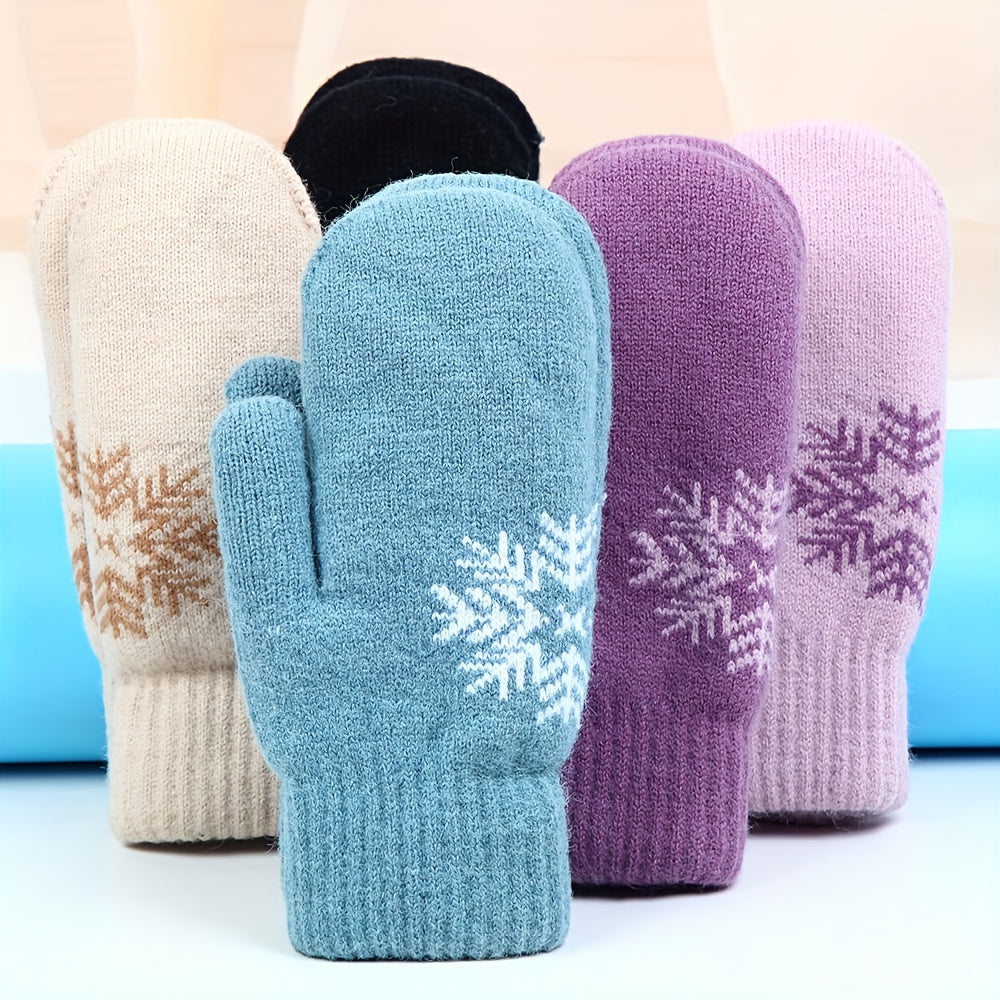 Gants mitaines doublés thermiques en laine, 6 coloris