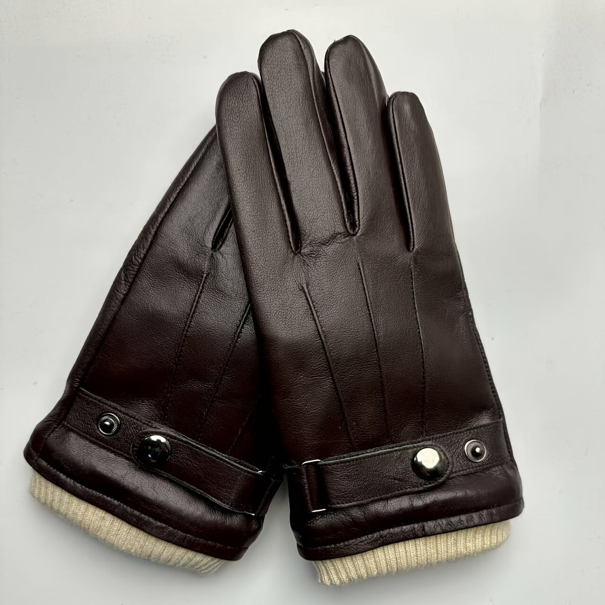 Gants tactiles thermiques en cuir, 2 coloris