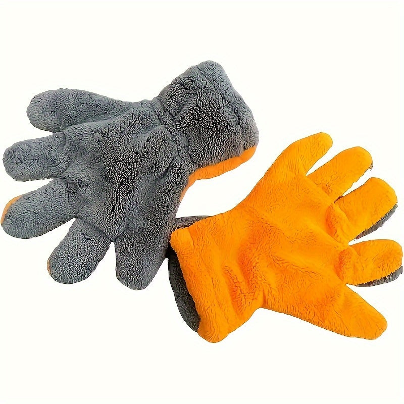 Gants de lavage en microfibre, gris-orange