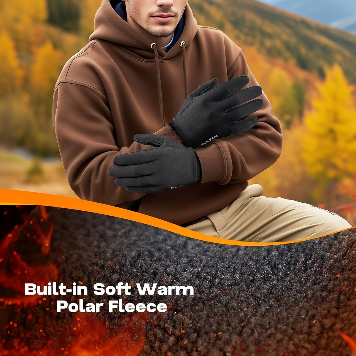 Gants fins en maille, noir