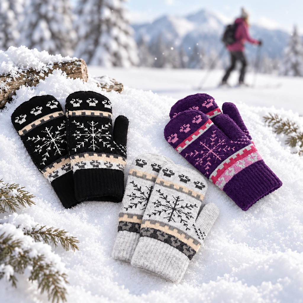 Gants mitaines en maille, 3 coloris