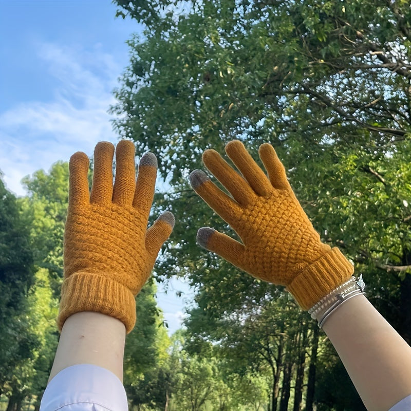 Gants doublés en maille, 3 coloris, rayé