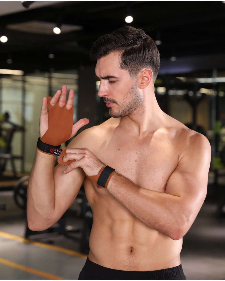 Gants de musculation à sangle de poignet en cuir