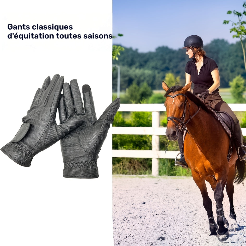 Gants d'équitation à paume renforcée à sangle de poignet en simili cuir