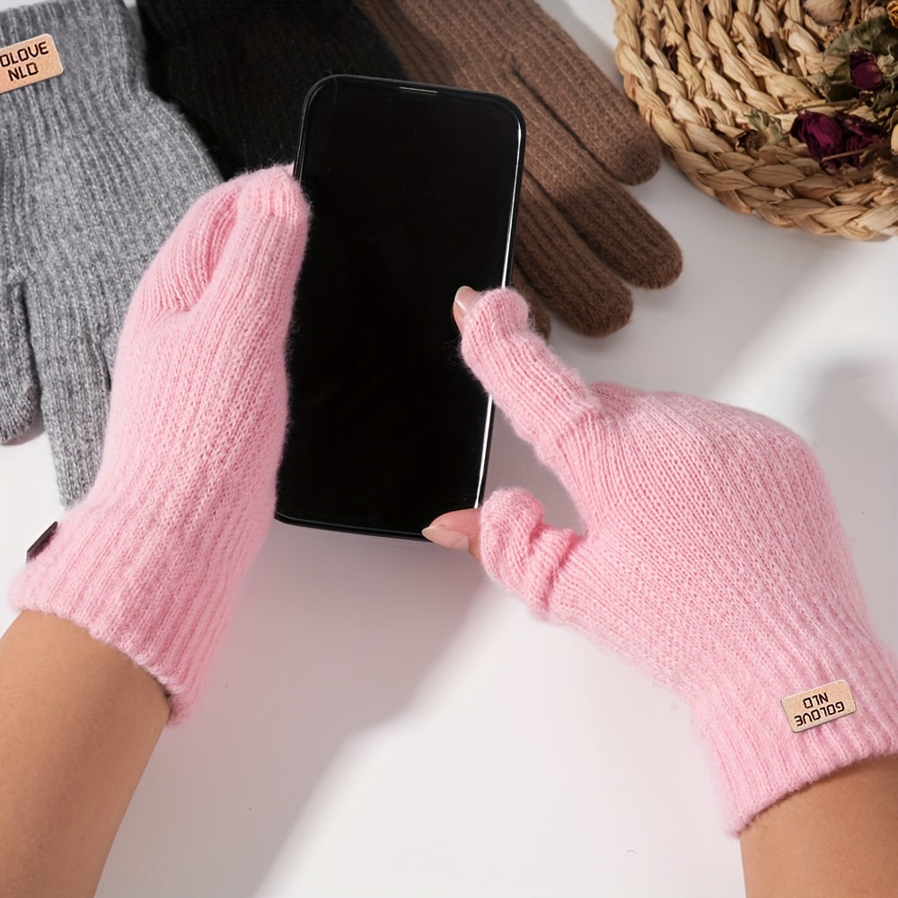 Gants sans doigts en maille, 4 coloris, noir