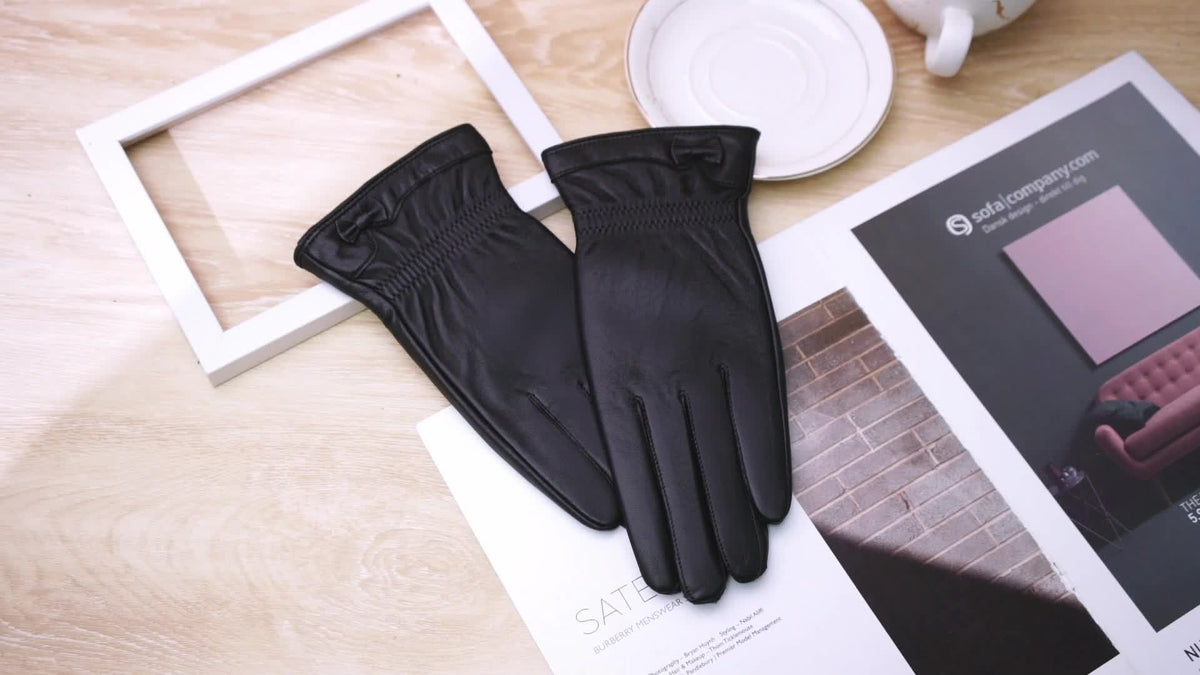 Gants tactiles à surpiqûres en cuir de mouton, du L au XXL