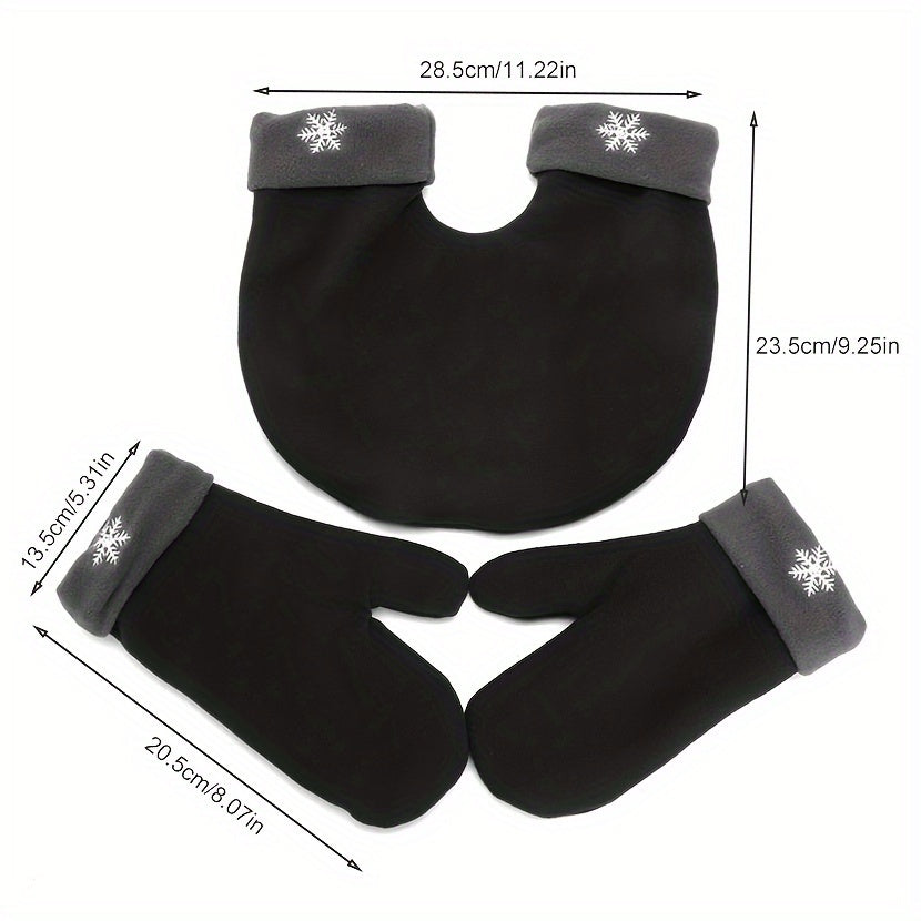 Moufles brodées à flocons en maille — lot de 3 paires