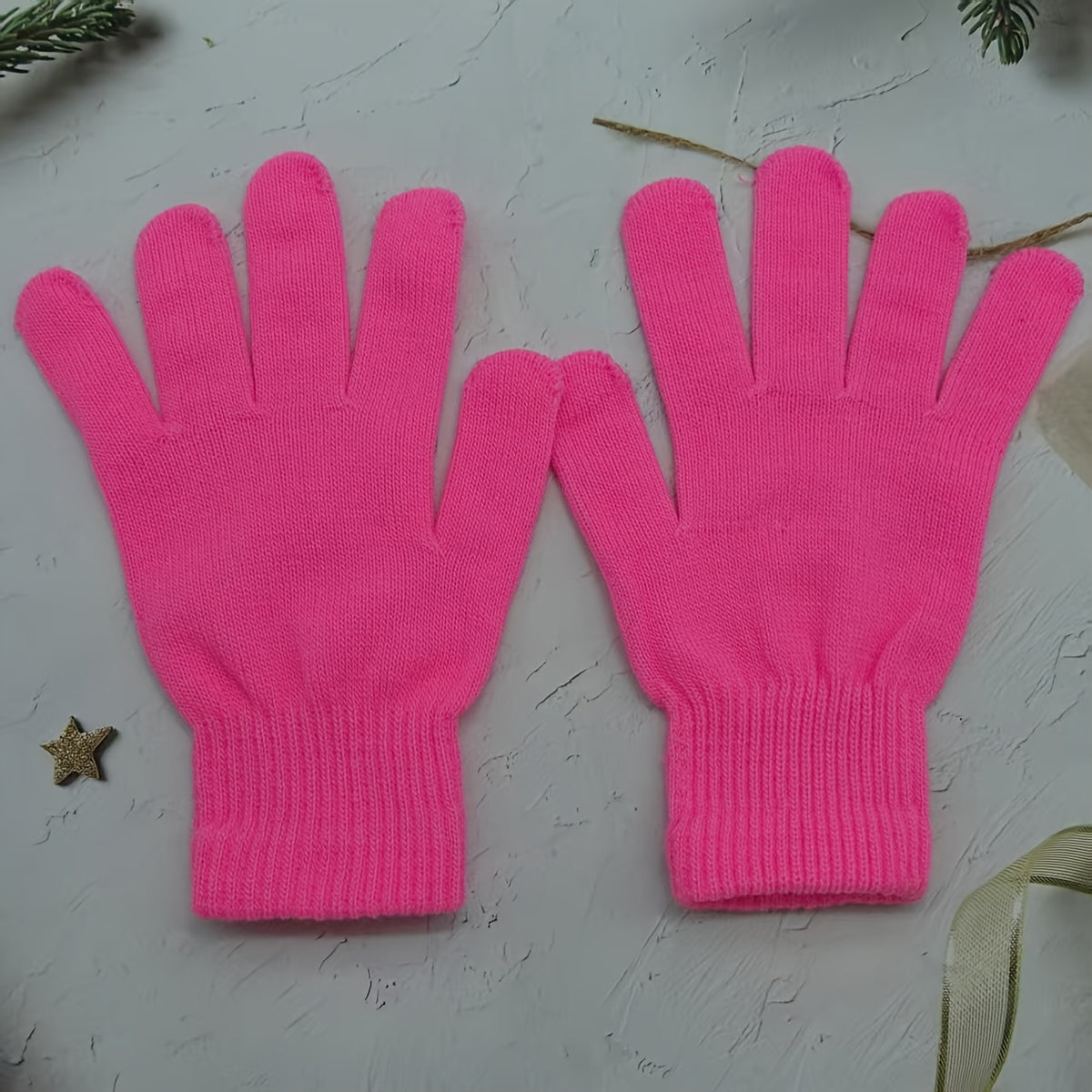 Gants en maille, 2 coloris, jacquard
