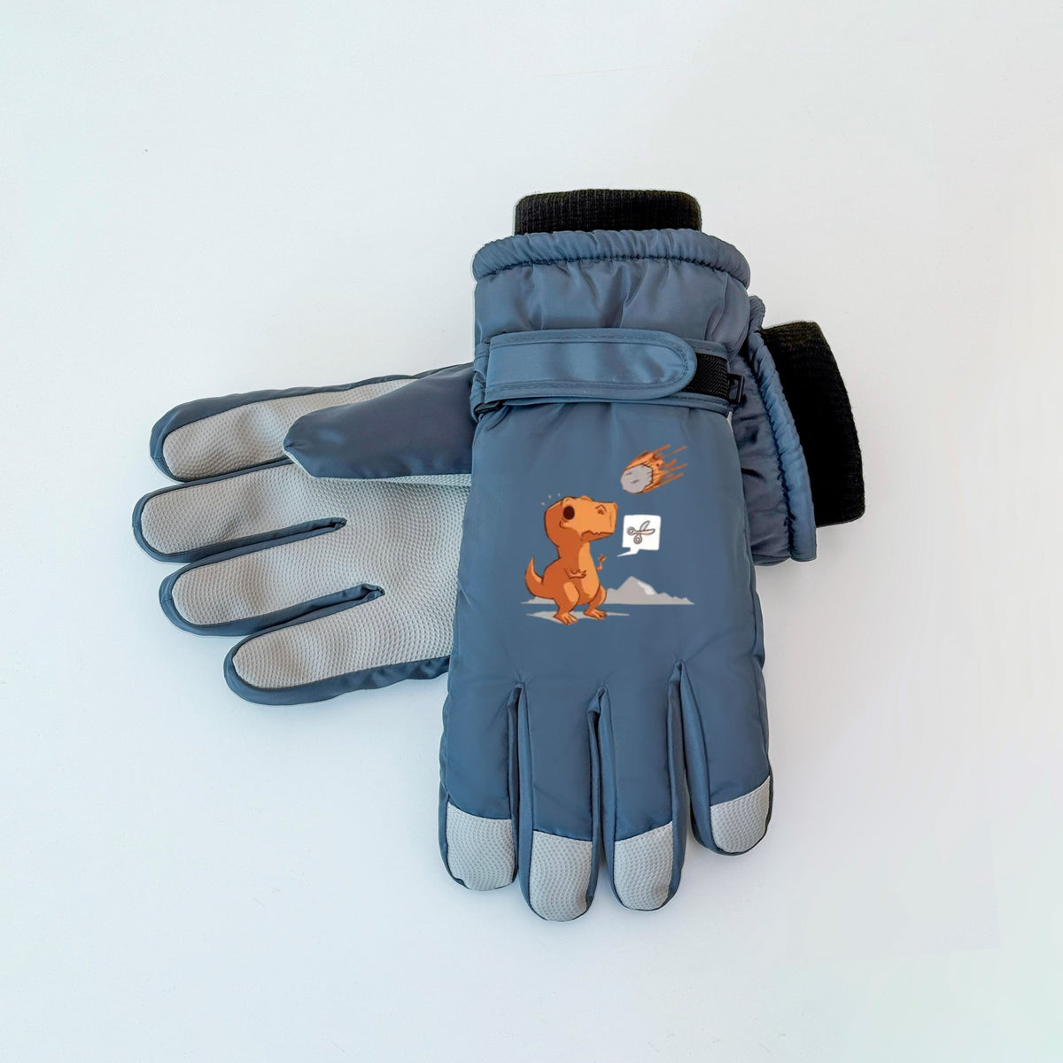 Gants de ski imperméables à sangle de poignet pour enfant, blanc