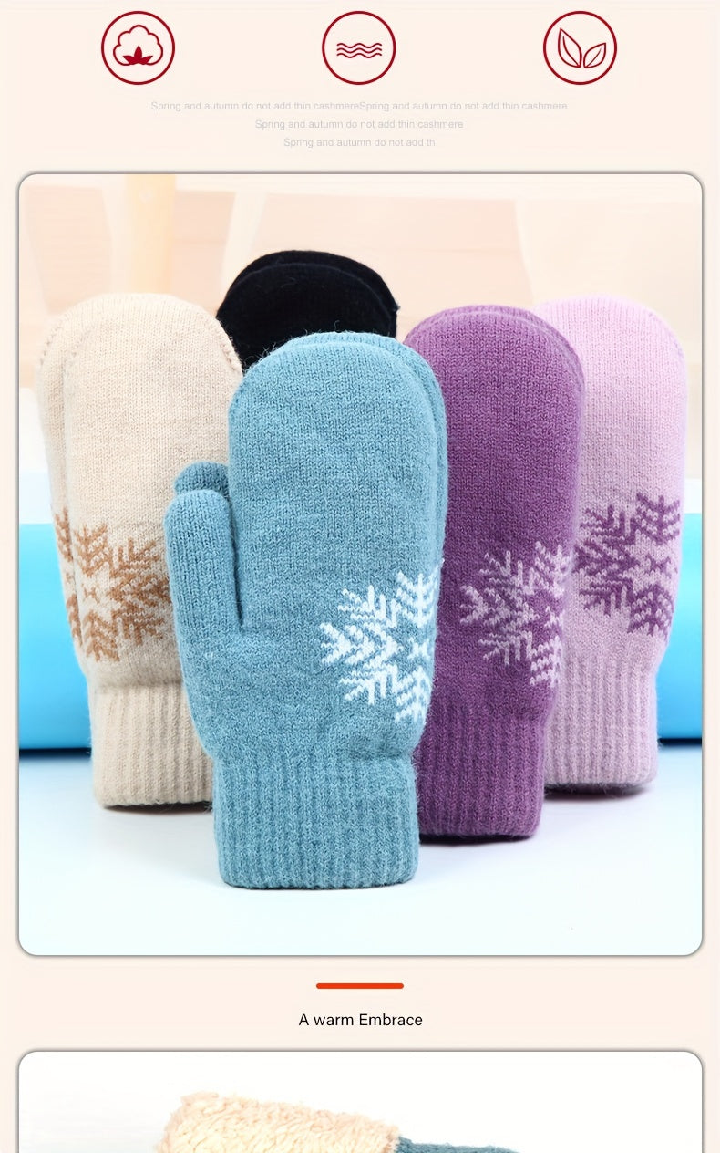 Gants mitaines doublés thermiques en laine, 6 coloris