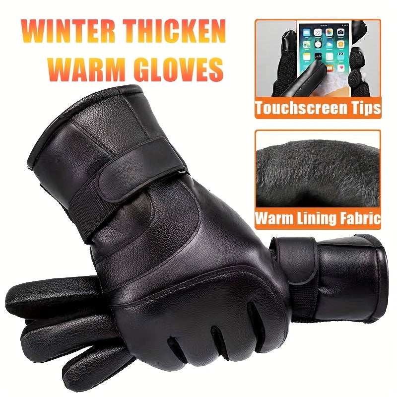 Gants mitaines coupe-vent thermiques en cuir