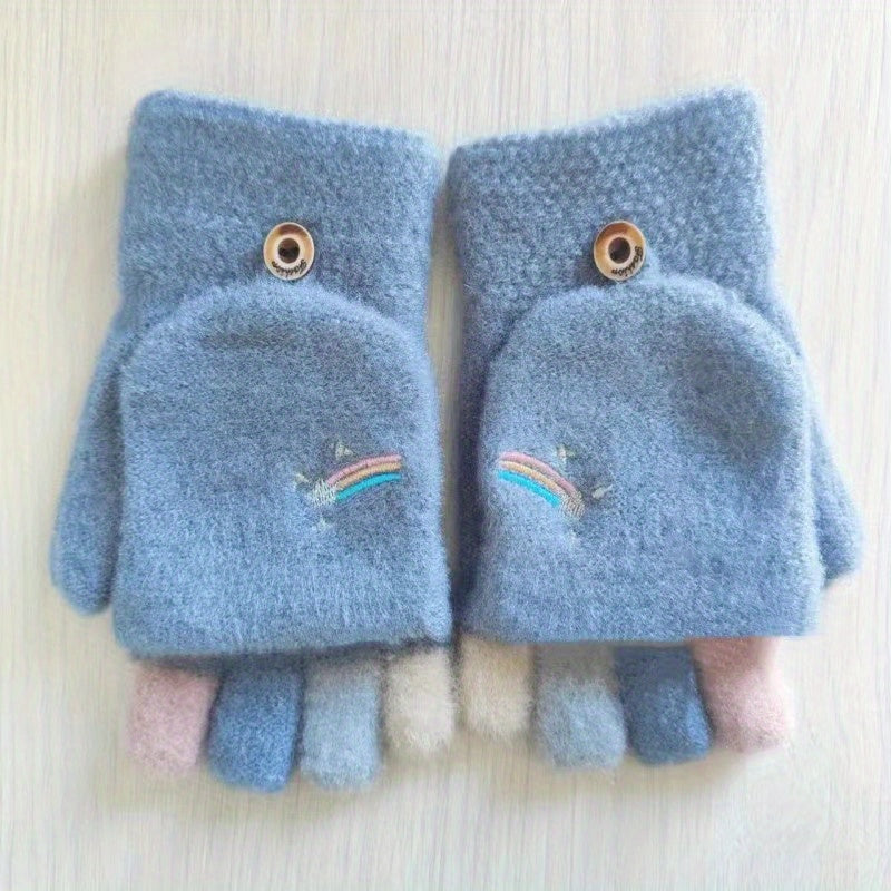 Gants thermiques en maille, 5 coloris, gris, rose, kaki, bleu et couleur marine