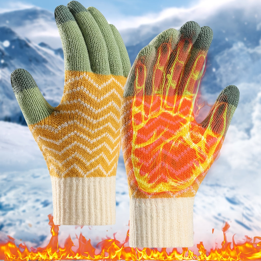 Gants tactiles doublés thermiques en maille, 2 coloris