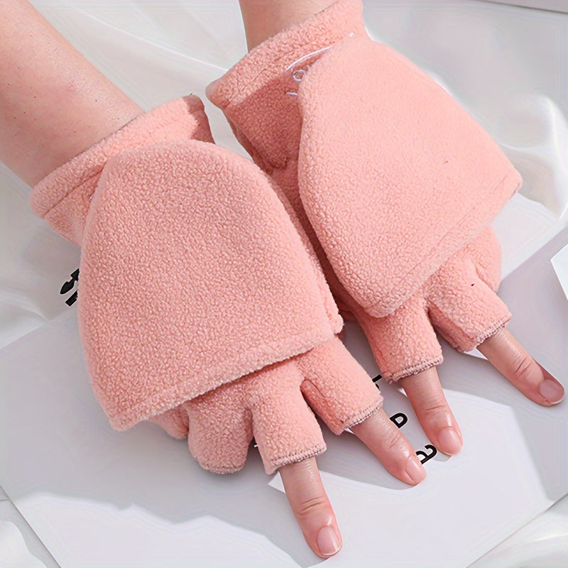Gants tactiles thermiques en maille, 5 coloris, tissé, dames rose