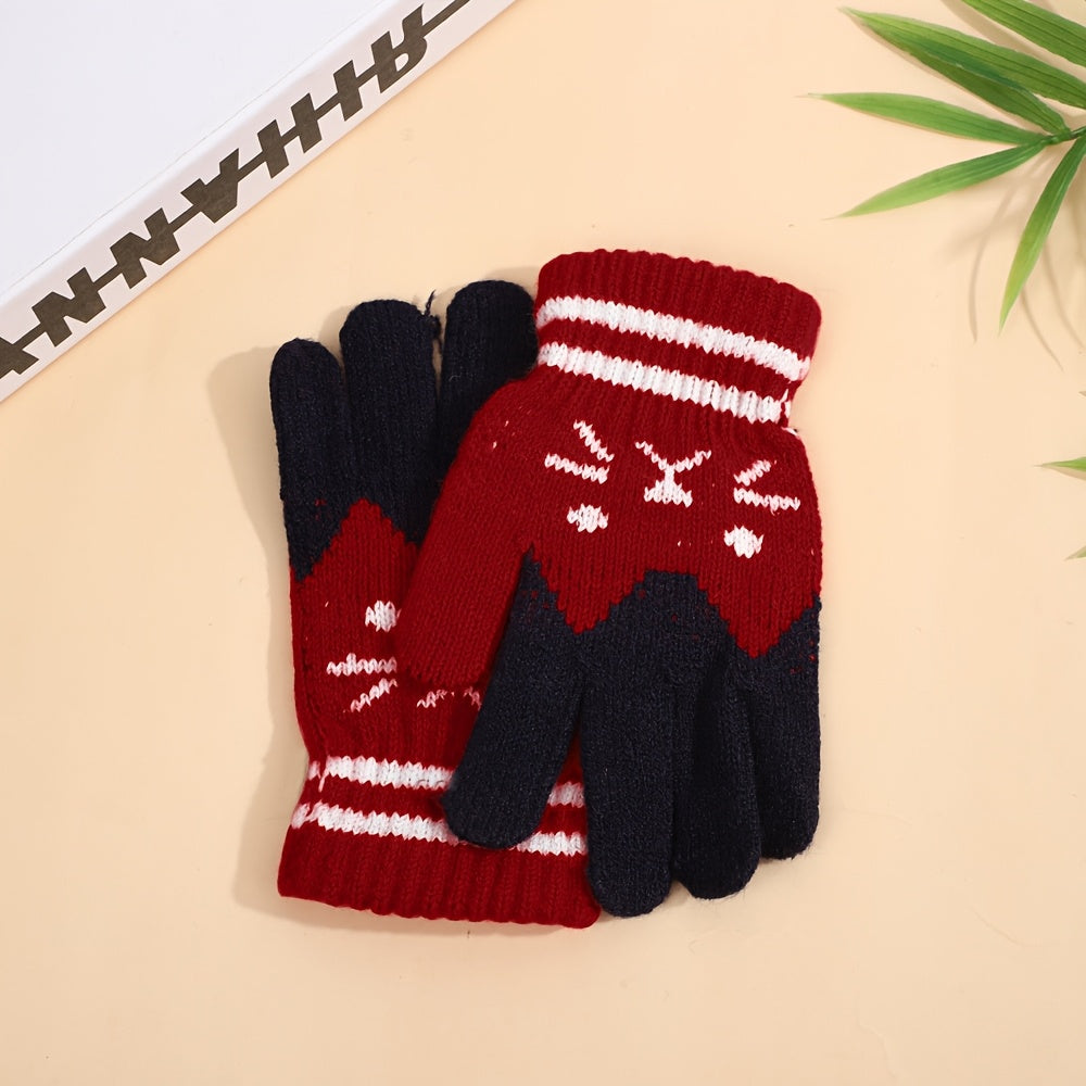 Gants en maille, 6 coloris, rouge, bleu, bleu royal, jaune, noir et crevette rose