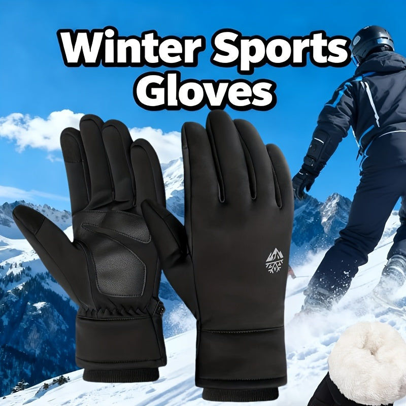 Gants de ski tactiles à sangle de poignet en simili cuir