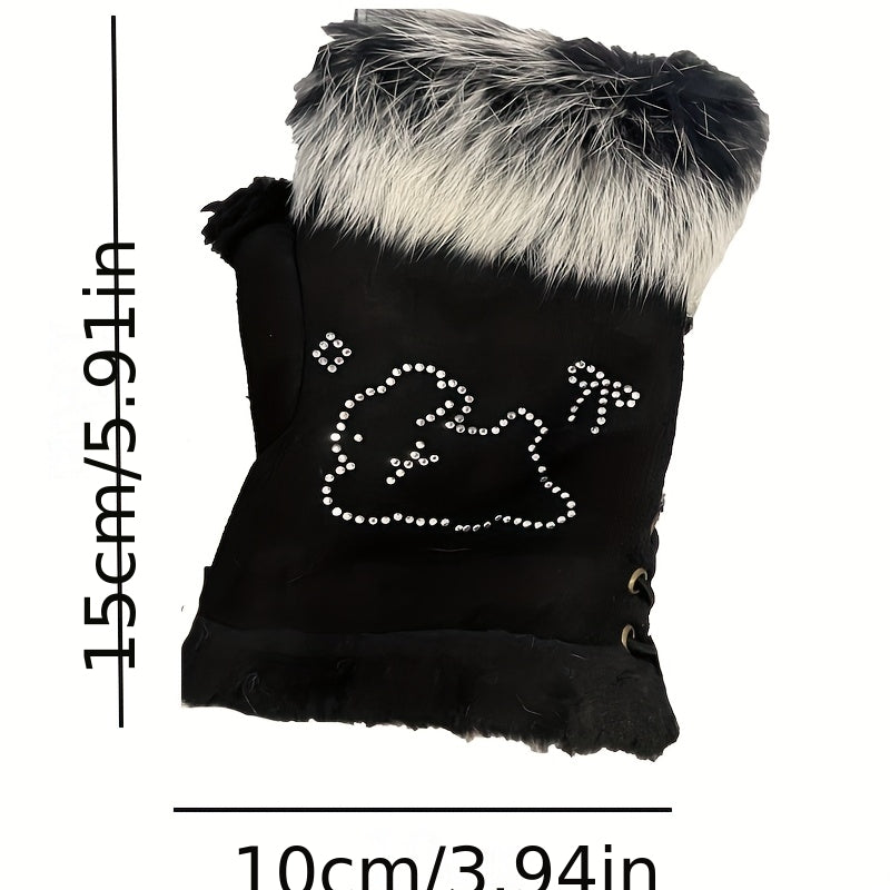 Gants sans doigts en maille, 2 coloris, blanc et noir