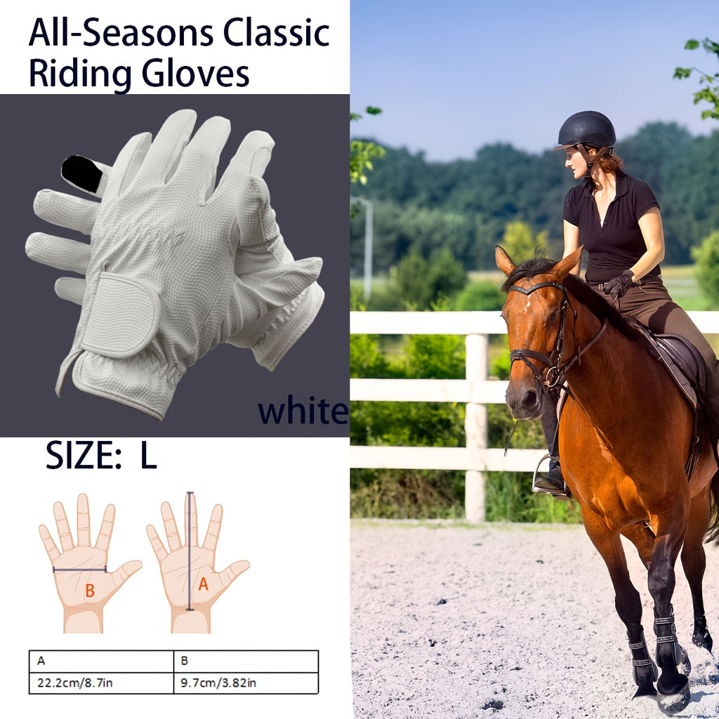 Gants d'équitation à paume renforcée à sangle de poignet en simili cuir