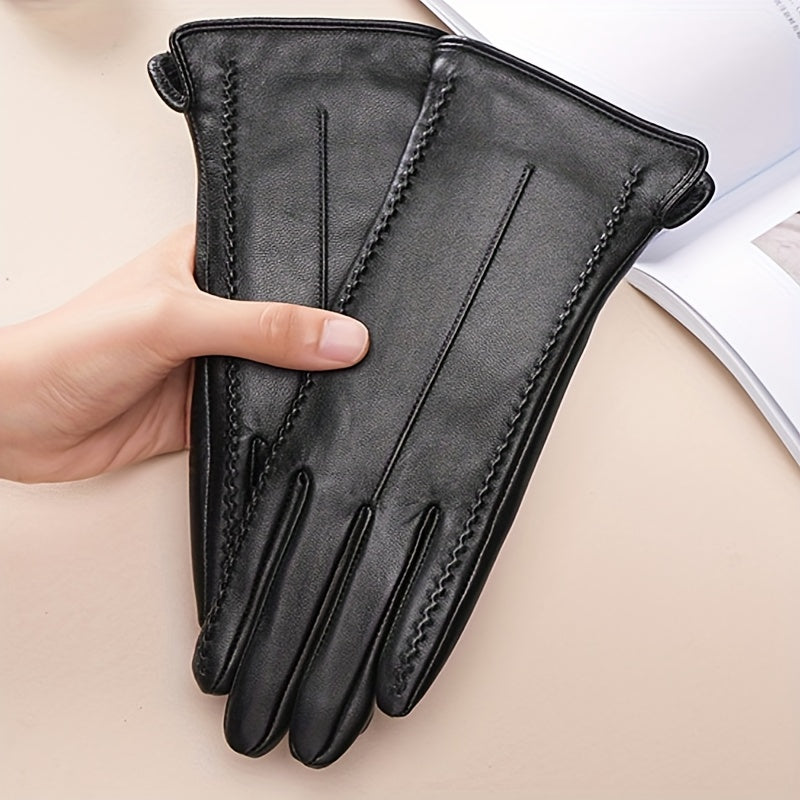 Gants tactiles à surpiqûres en cuir de mouton, du S au L