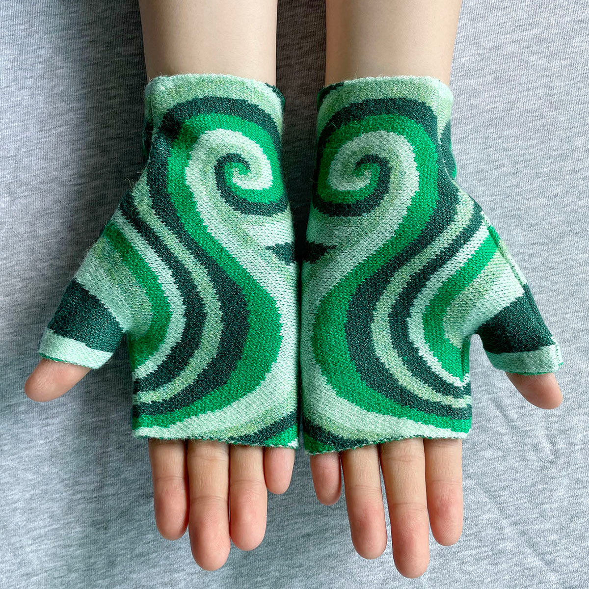 Gants sans doigts en maille, 6 coloris, jacquard