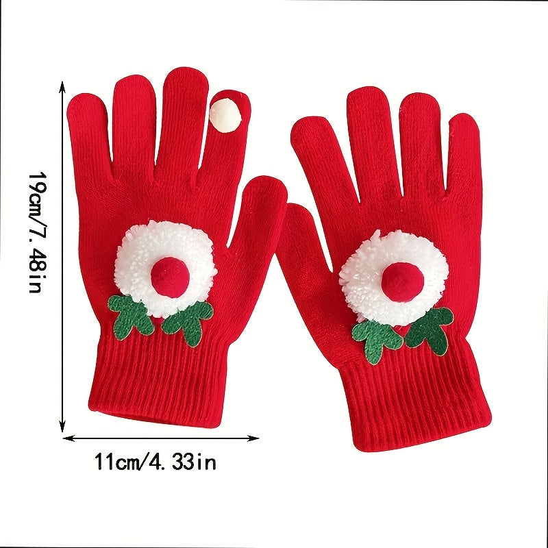 Gants coupe-vent à motif cerf à revers de fourrure en maille — lot de 2 paires