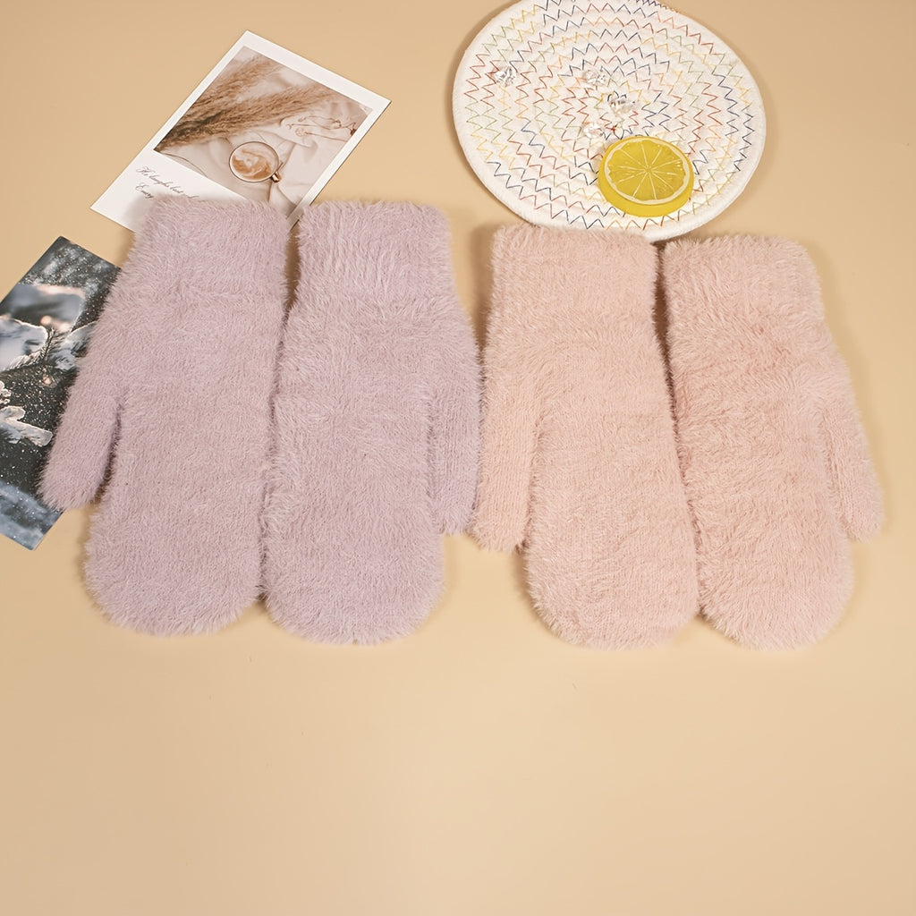 Moufles en peluche, beige