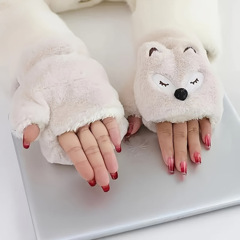Gants sans doigts coupe-vent en maille, blanc