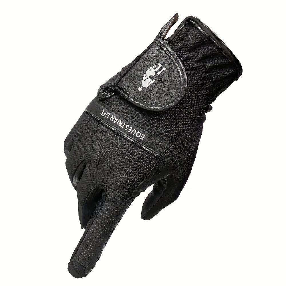 Gants d'équitation respirants à sangle de poignet en simili cuir