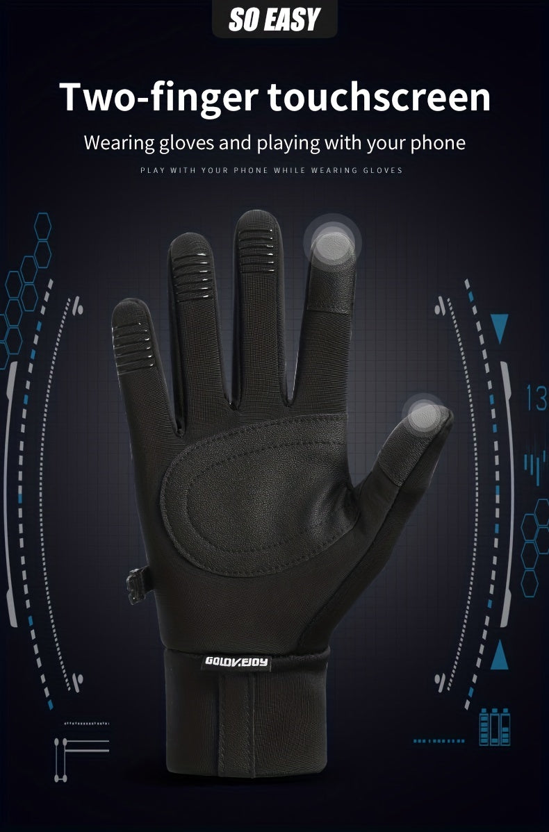 Gants de vélo tactiles à paume renforcée à sangle de poignet en softshell