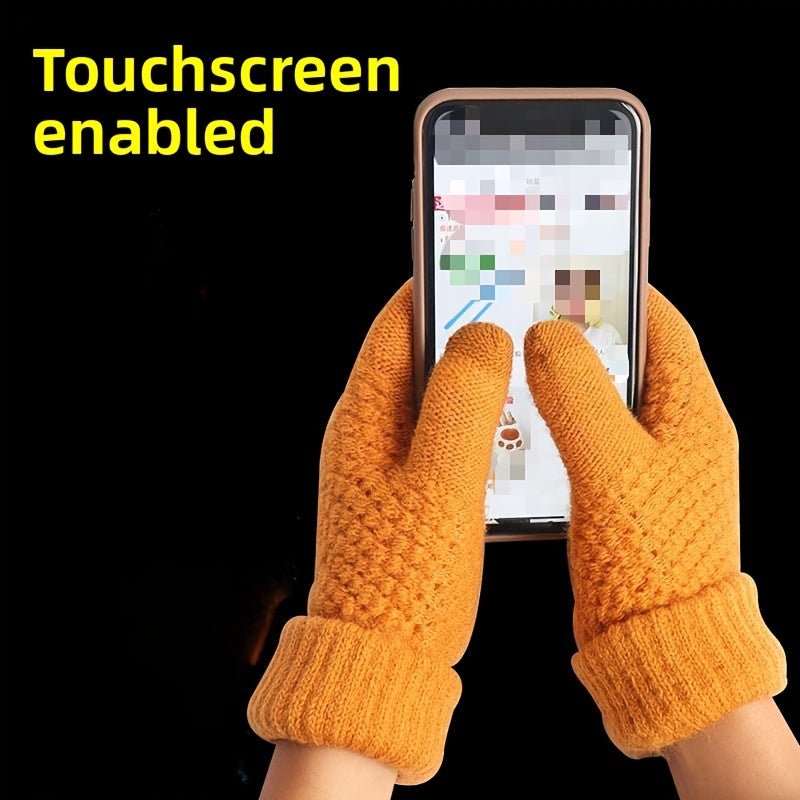 Gants tactiles en maille gaufrée imprimés