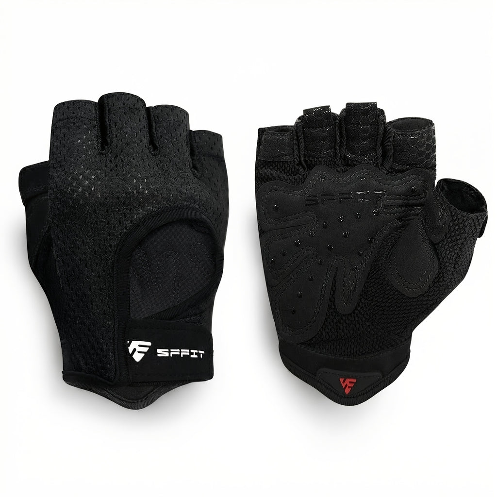 Gants de musculation sans doigts antidérapants, noir