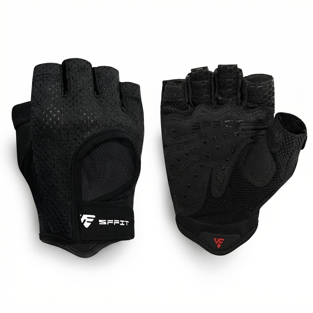 Gants de musculation sans doigts antidérapants, noir