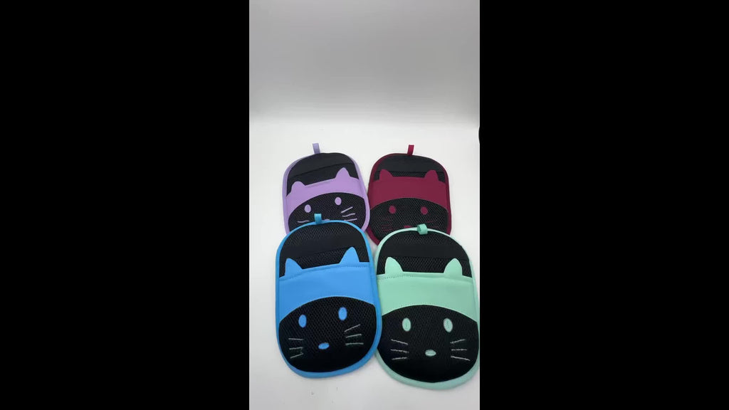 Gant anti-poil à motif chat en maille