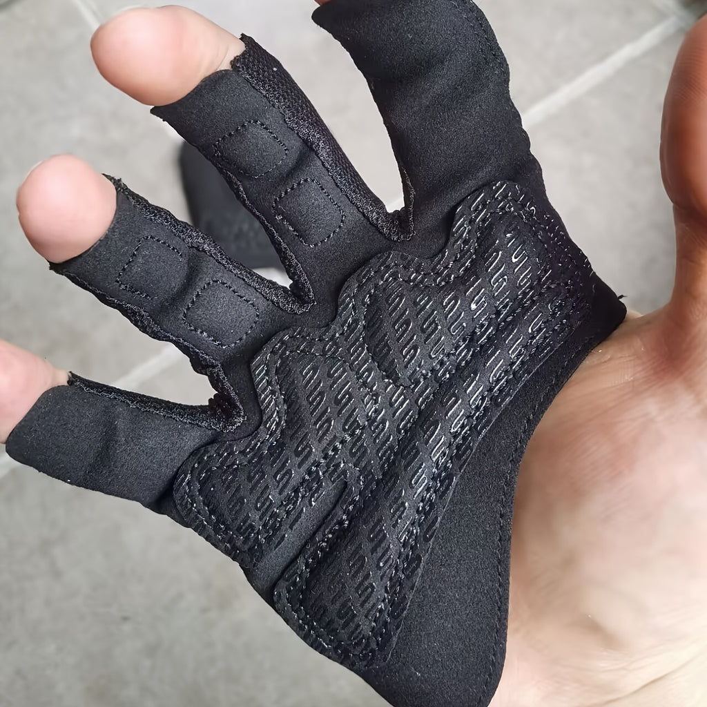Gants sans doigts antidérapants fins en cuir, noir