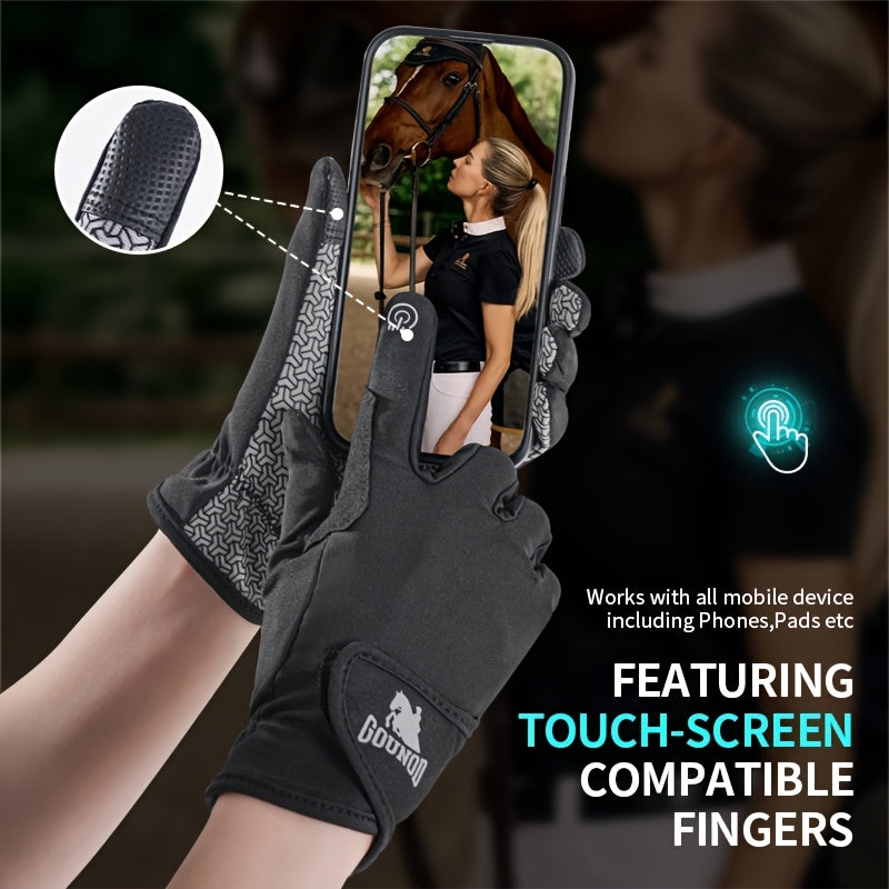 Gants d'équitation à paume renforcée à sangle de poignet en maille