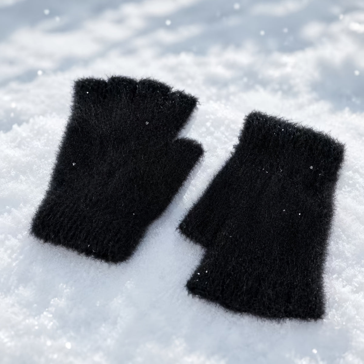 Mitaines à poignet large en peluche
