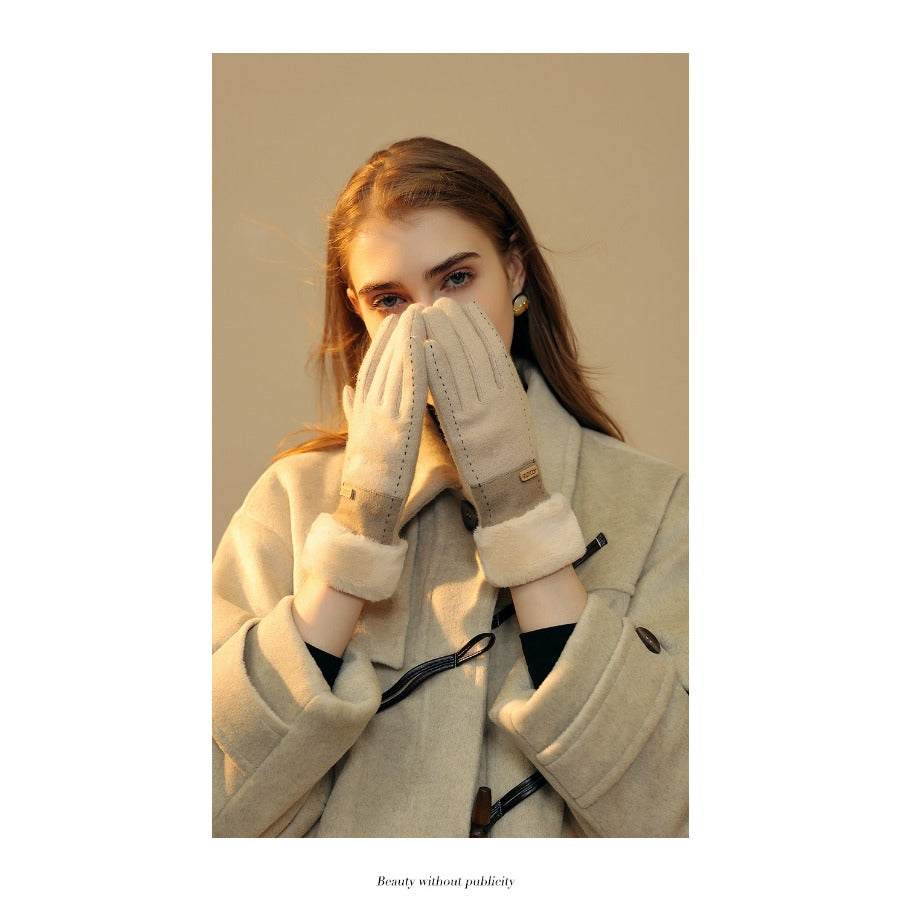 Gants tactiles coupe-vent doublés en laine