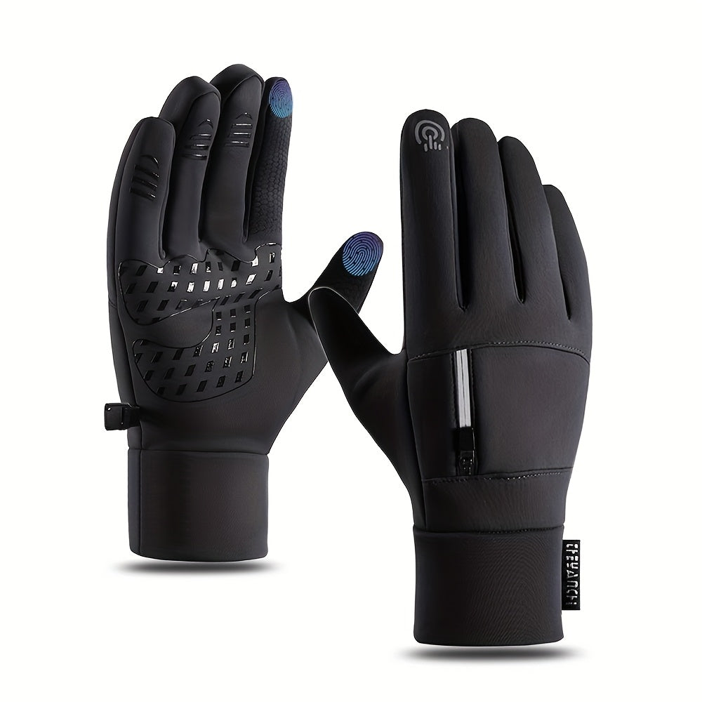 Gants tactiles antidérapants à picots en softshell, gris